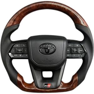 Руль Land Cruiser100, Land Cruiser Prado120(искусственная кожа)черный с вставкой дерево(2003-2023г.)